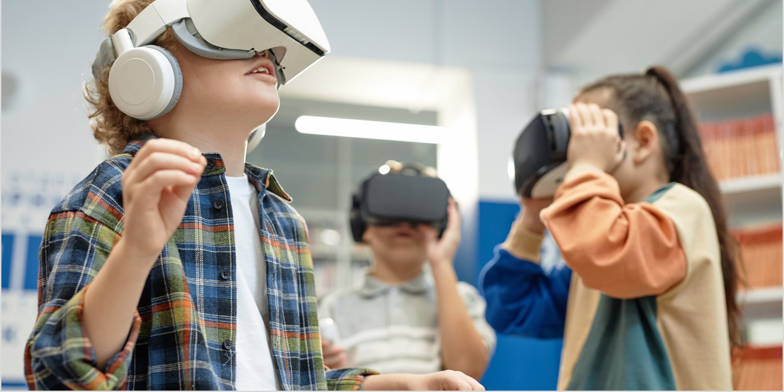 Kids using a VR Headset
